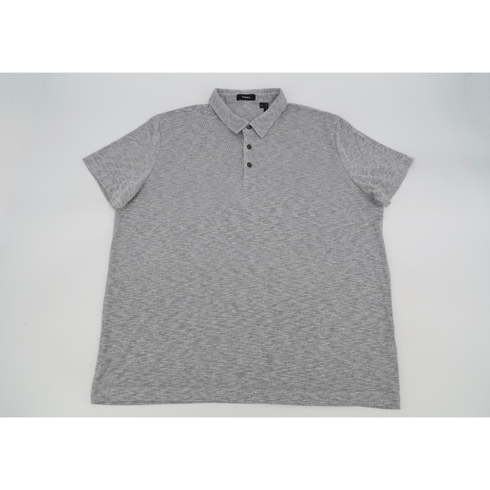 Theory Mens XXL Bron C Anemone Polo Shirt Gray Heather Short Sleeve Button 2XL - Picture 2 of 9